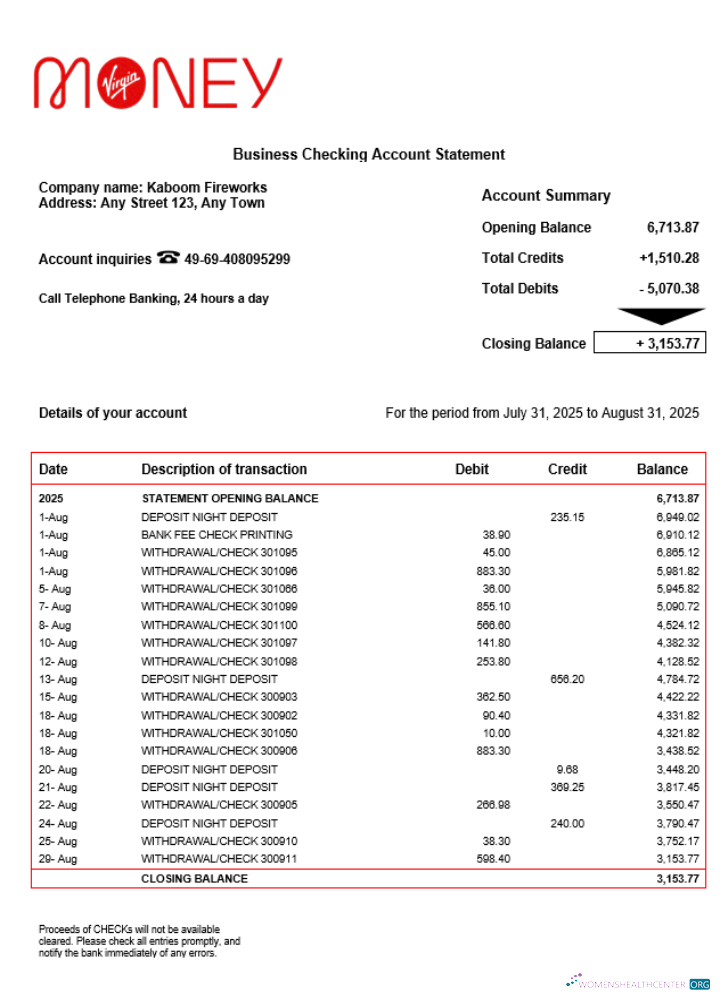 Download United Kingdom M Plus Current enterprise statement Word and PDF template Photoshop template